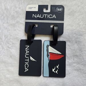Nautica Black and Red Luggage Tags